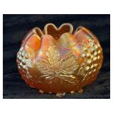Carnival Glass Bowl with Grape and Leaf Motif