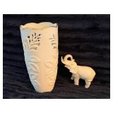 Lenox Ivory Porcelain Vase and Elephant Figurine S
