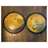 Circular Hand-Painted Wooden Panels