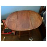 Oval Wooden Side Table with Lower Shelf