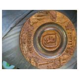 Carved Wooden Berlin Wall Plate, 1950 Marked