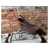 Vintage Wicker and Wrought Iron Sleigh Carriage