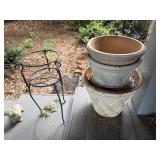 Ceramic Planters with Metal Plant Stand