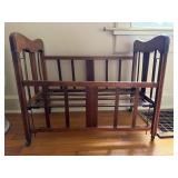 Vintage Wooden Doll Crib with Adjustable Side.