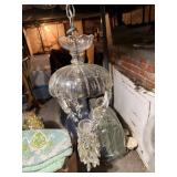 Glass Pendant Light Fixture with Crystal Accents