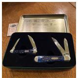 Case XX Blue Bone Folding Knife Set
