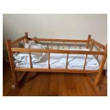 Vintage Wooden Oak Doll Crib