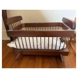 Vintage Wooden Doll Crib with Mattress, 17.5ï¿½ x 11