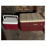 Two Coolers in Red and Beige