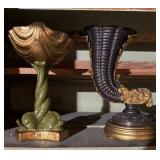 Decorative Shell and Horn Motif Vases