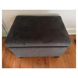 Gray Upholstered Storage Ottoman with Hinged Lid