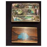 Two Vintage Inlaid Belt Buckles