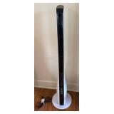 Black and White Tower Fan with Controls