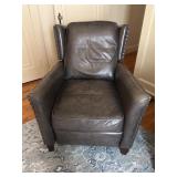 Brown Leather Recliner With Nailhead Accents