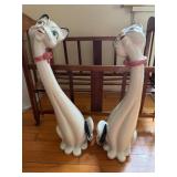 White Ceramic Cat Statues in Mid-Century Modern