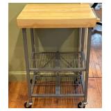Wood-Top Kitchen Cart with Storage