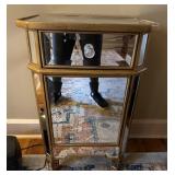 Mirrored Nightstand with Gold Frame