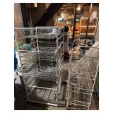 White Metal Wire Storage Racks on Casters