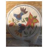 Decorative Circular Artwork With Floral and Bird M