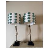 Horn Table Lamps With Pom-Pom Shades