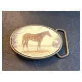 Barlow Brass Belt Buckle with Horse Design