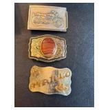 Three Decorative Metal Belt Buckles