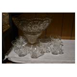 Beautiful Cut Glass Pedestal Punch Bowl