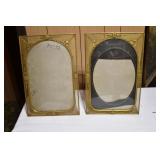 Pair of Antique Convex & Brass Picture Frames
