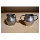 Pair of Pewter Sugar Bowl & Creamer