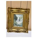 Waterfall Artwork in Gold Ornate Frame