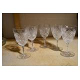 SEt of 5 Cut Crystal Wine Glasses