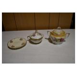 Sugar Bowls and Small Saucer