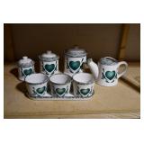 Vtg White & Green Ceramic Kitchen Accessories