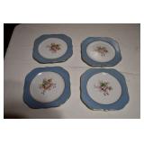 Set of 4 Blue Floral Salad Plates