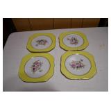 Set of 4 Yellow Floral Salad Plates