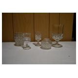 Clear Cut Glass Sippers, Ink Well, & Votive