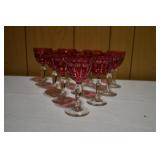 Set of 10 Ruby Red Crystal Wine Glasses