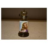 Vtg Glass Jesus Oil Lamp