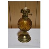Small Amber Glass Hobnai Oil Lamp