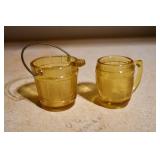 Vtg Amber Glass Personal Ashtray & Mug