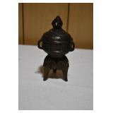 Vtg Solid Brass Footed Ink Well France