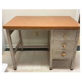 Metal Desk With Wood Top and Drawers