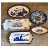 Five Blue China Pieces