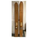 Vtg Wooden Star Glyd Skis with Bindings