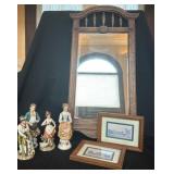 24-Inch Tall Decorative Mirror with Figurines and