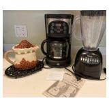 Coffee Maker, Blender, and Decorative Pitcher Set