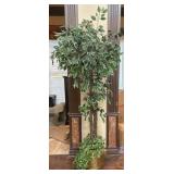 7-Foot Tall Artificial Ficus Tree With Brass Plant