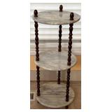 Three-Tier Marble and Wood Display Stand