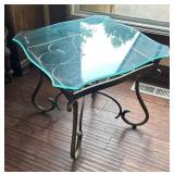 Glass-Top Table with Metal Base