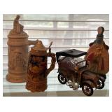 Decorative Decanters and Beer Stein